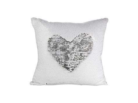 Flip Sequin Pillow Cover White W Silver 10 Pack BestSub