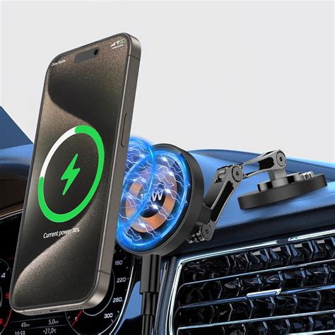 Asengry Phone Holder Car Wireless Charger Magnetic Foldable 15w Ax15 Black