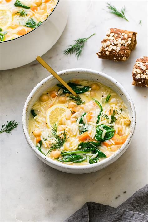 Lemon Chickpea Orzo Soup Vegan Avgolemono