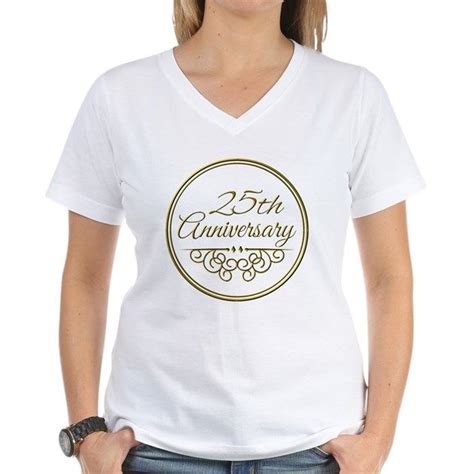 25th Anniversary Womens V Neck T Shirt 25th Anniversary T Shirt