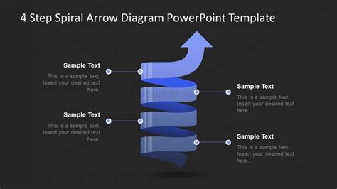 Powerpoint Arrow Spiral 4 Steps Diagram Slidemodel