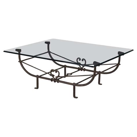 Diego Giacometti Style Hand Hammered Iron And Glass Coffee Table At 1stdibs