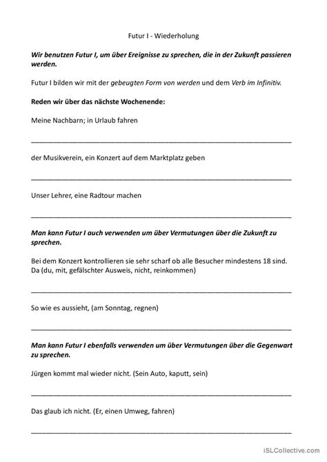 Wiederholung Futur I Mit Verwendung Deutsch Daf Arbeitsbl Tter Pdf Doc