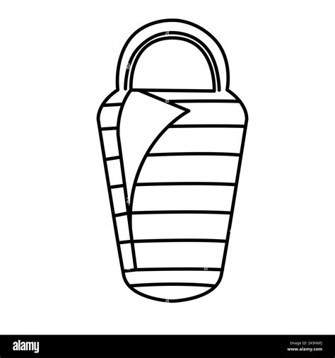 Line Style Single Camping Sleeping Bag Vector Illustration Isolated On