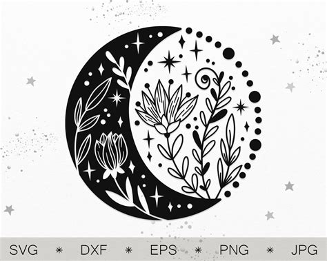 Boho Sublimation Design Witchy Svg File For Cricut Crescent Moon With