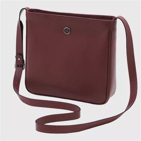 Bolsa Feminina Transversal Couro Leg Timo Mariart Diamantina Cor Vinho