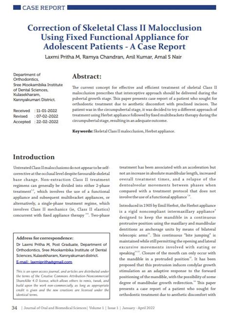 CORRECTION OF CLASS II MALOCCLUSION USING FIXED FUNCTIONAL APPLIANCE