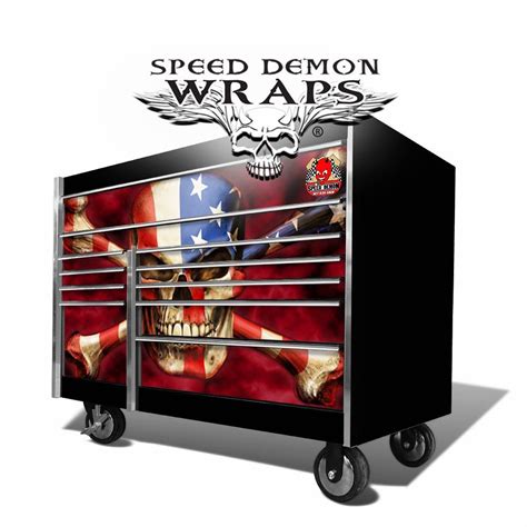 Snap On Tool Box Graphics Wrap Kit American Patriot Skull Front Drawers