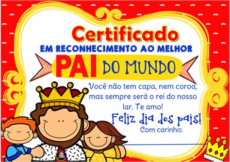 Certificados Melhor Pai Do Mundo Atividades Na Web