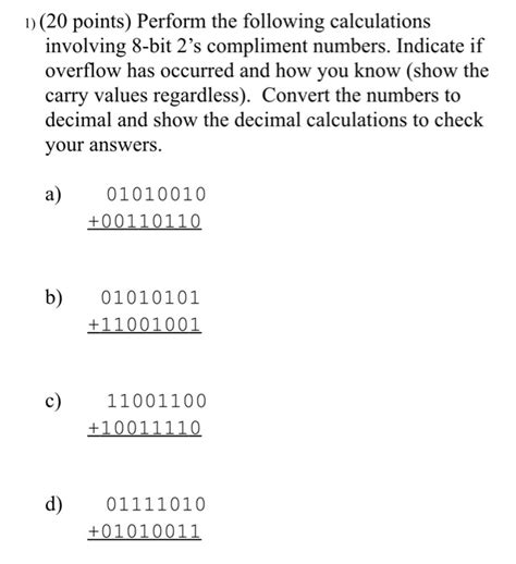 Solved 1 20 Points Perform The Following Calculations Chegg