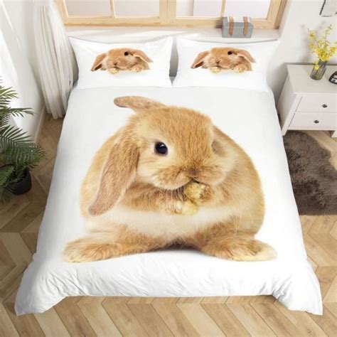 Lapin Parure De Lit 140X200Cm Jaune Lapin Parure Housse De Couette