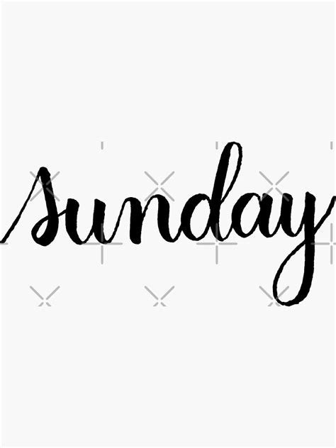 Sunday Calligraphy Label Sticker For Sale By The Bangs Redbubble