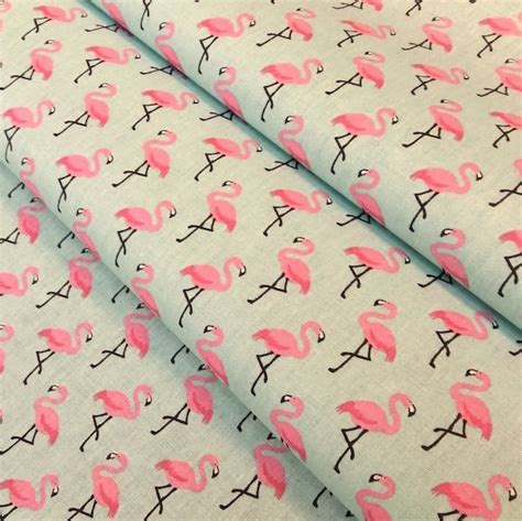 Tissu Flamingo 25x160cm flamants roses fond turquoise Tissus à