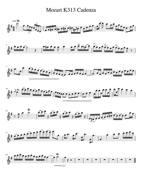 Mozart K313 Cadenza Flute Sheet Music For Flute Solo