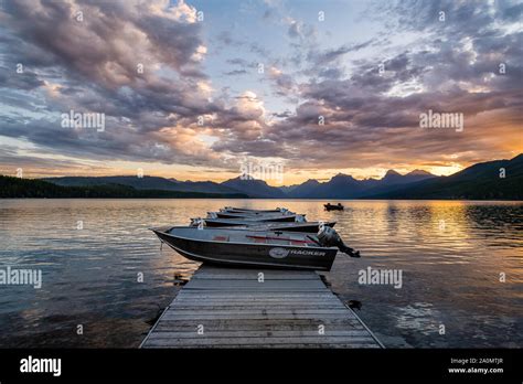 Sunrise from Lake McDonald Stock Photo - Alamy