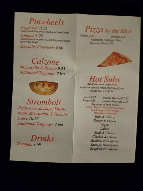 Menu At Ginos Real New York Pizza Pizzeria Myrtle Beach Renee Dr