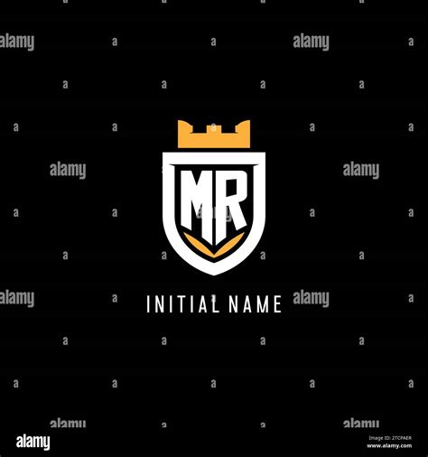 Initial Mr Logo With Shield Esport Gaming Logo Monogram Style Vector