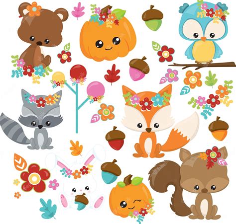 Premium Vector | Vector clipart woodland animals