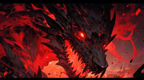 Premium AI Image | an anime and dragon in red