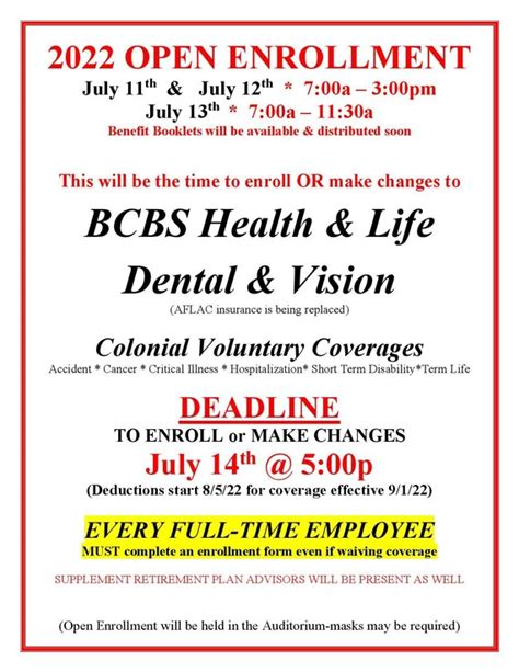 Open Enrollment For Bcbs Health Life Vision And Dental