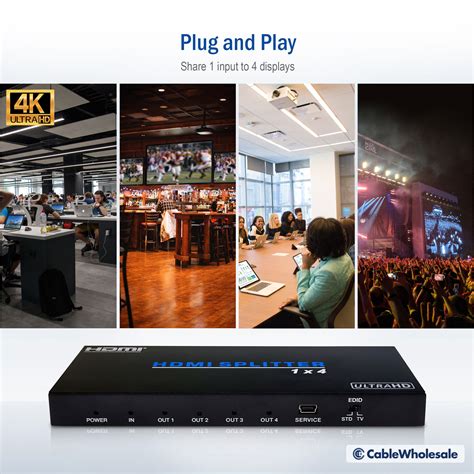 4K@60 4-port HDMI Splitter, Share 1 input to 4 displays, 1x4