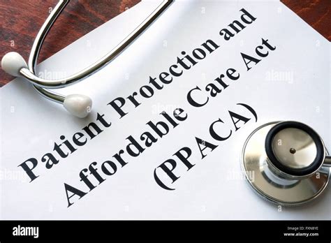 Words Patient Protection And Affordable Care Act Ppaca Written On A Paper And Stethoscope Stock