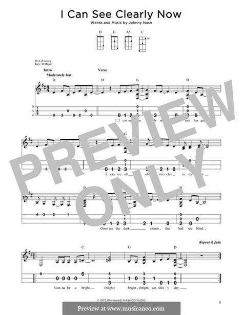 I Can See Clearly Now By J Nash Sheet Music On Musicaneo