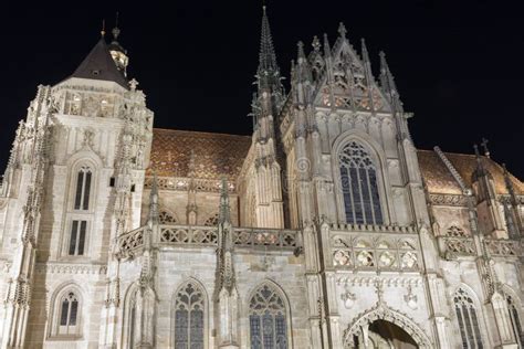 Night Cathedral of St. Elizabeth in Kosice, Slovakia. Stock Image ...