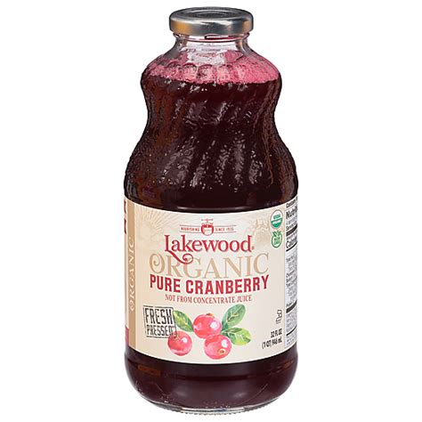 Lakewood Organic Juice Pure Cranberry 32 Fl Oz Cranberry Elmers County Market