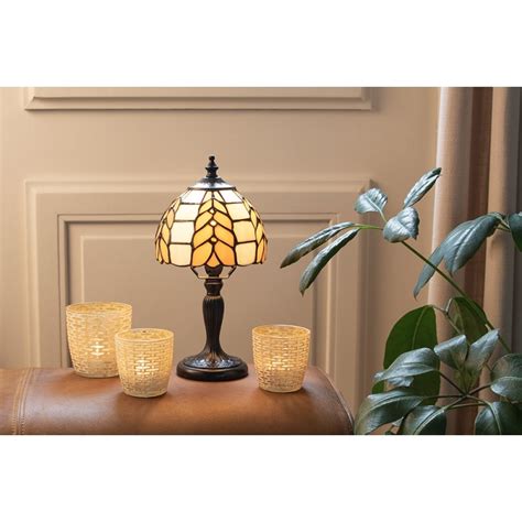 Lumilamp Lampe De Table Tiffany X Cm Beige Blanc Verre