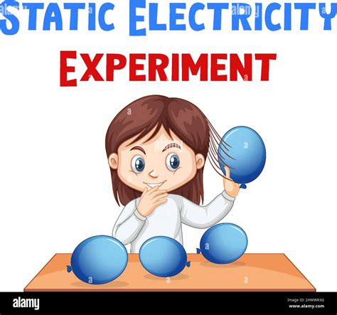 Static electricity experiment with hair and balloons illustration Stock ...