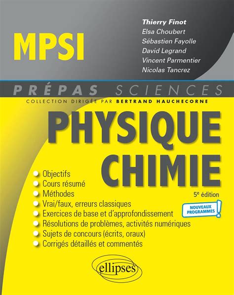 Physique Chimie Mpsi Programme 2021 Thierry Finot Librairie Eyrolles