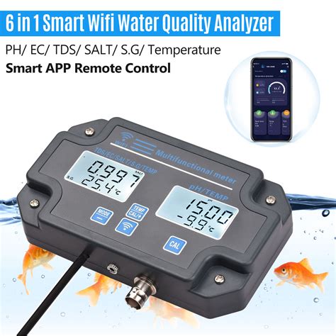 6 In 1 WiFi Digital Water Quality Tester Analyzer PH EC TDS SALT S G