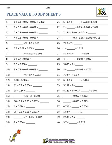 5th Grade Place Value Worksheets