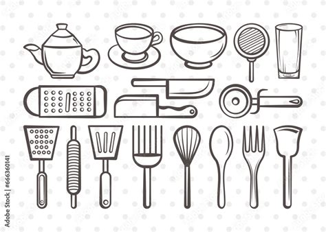 Kitchen Clipart Svg Cut File Kitchen Svg Cooking Utensils Svg