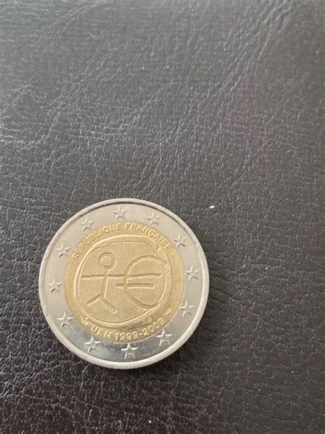 PIÈCE DE 2 euros rare bonhomme UEM 1999 2009 république française EUR