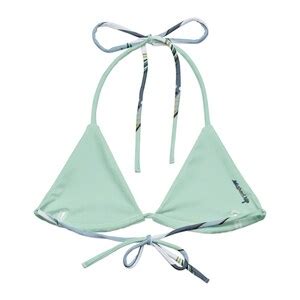 Ocean Palm Tree String Bikini Top Blue Lagoon Womens Swimsuit