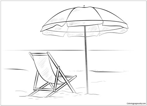 Beach Chair And Umbrella Coloring Page Free Printable Coloring Pages