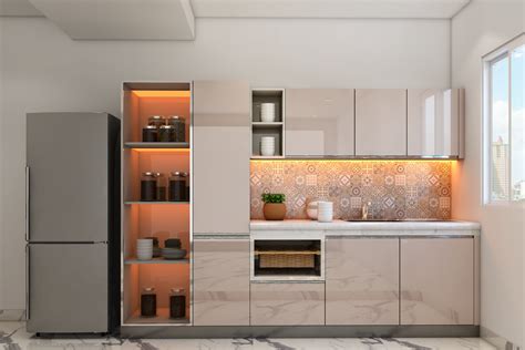 Spacious Modular Kitchen With Vibrant Interiors Livspace