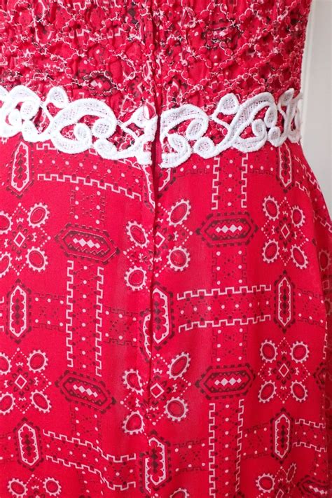 Vintage S Red Gingham Maxi Gown W Ruched Sleeveless Etsy