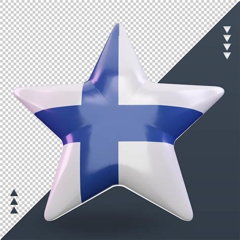 3d estrela da bandeira da finlândia renderizando vista frontal PSD