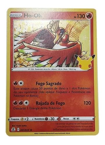 Carta Pokémon Lendário Ho oh Holográfico Original Copag MercadoLivre