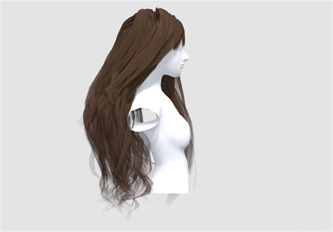 Bangs Long Hairstyle 3d Model By Nickianimations