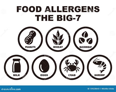 Seven Major Food Allergens Stock Vector Illustration Of English