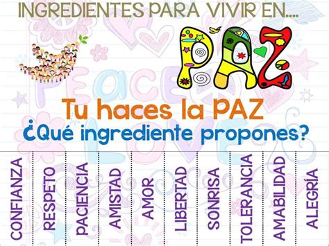 Dia De Paz 2017 Cartel Editable Ingredientes Por La Paz Tutorías Decora El Colegio Orientacion