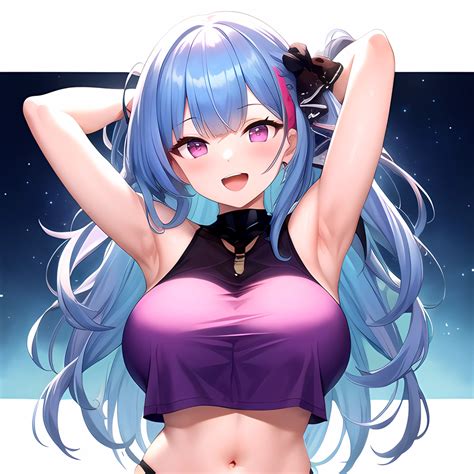 1girl D Absurdres Armpits Arms Behind Head Azur Lane Blush Breasts Bremerton Azur Lane Crop Top