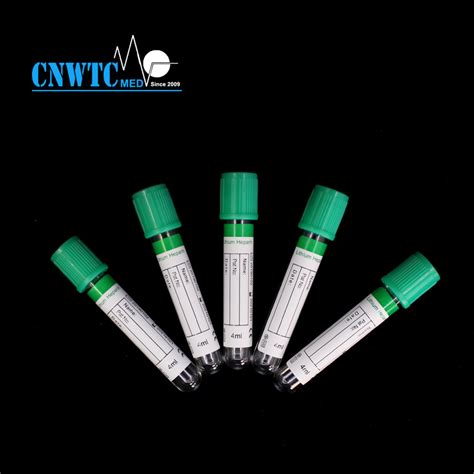 Mm Vacuum Pet Glass Green Cap Heparin Blood Collection Tube For