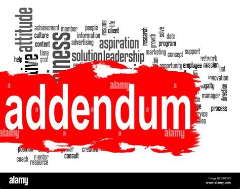 Addendum Word Cloud With Red Banner Image With Hi Res Rendered Artwork