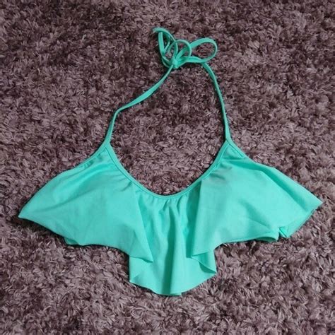 Victoria S Secret Aqua Layered Halter Bikini Top Size Gem