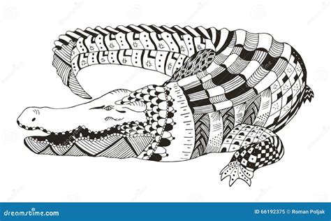 Crocodile Zentangle Stylized Vector Illustration Pattern